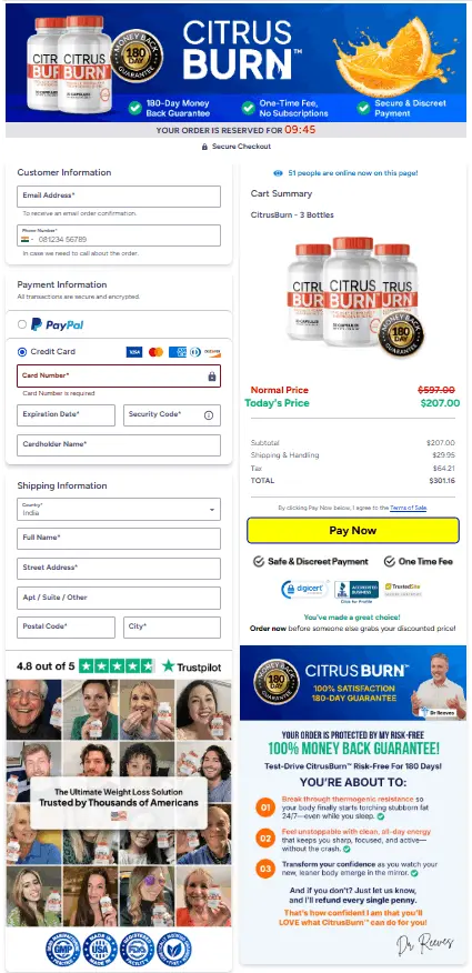 Citrus Burn order page